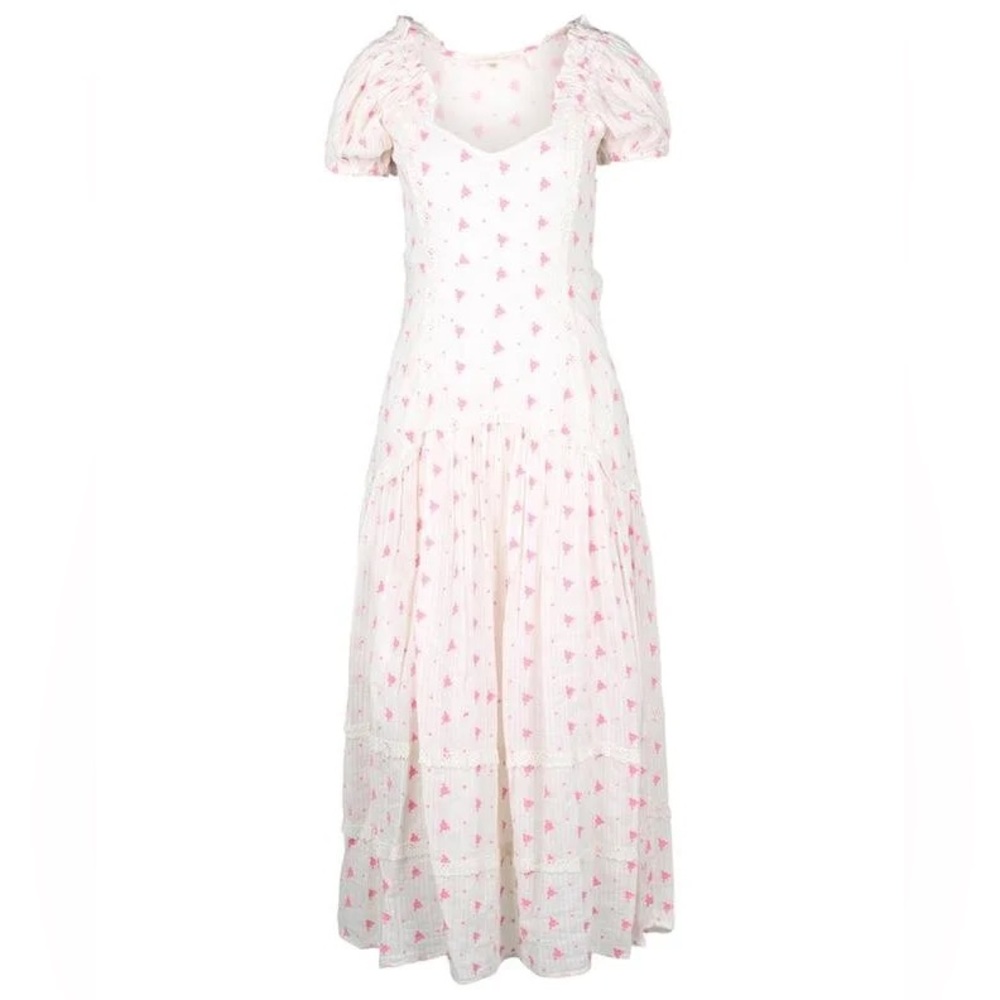 NWT Loveshackfancy Pink White Maxi Dress Jeanette Ryan size 2 BNWT - Picture 2 of 8